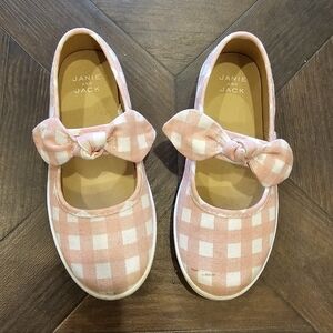 Janie and Jack Pink Checkered Bow Flats